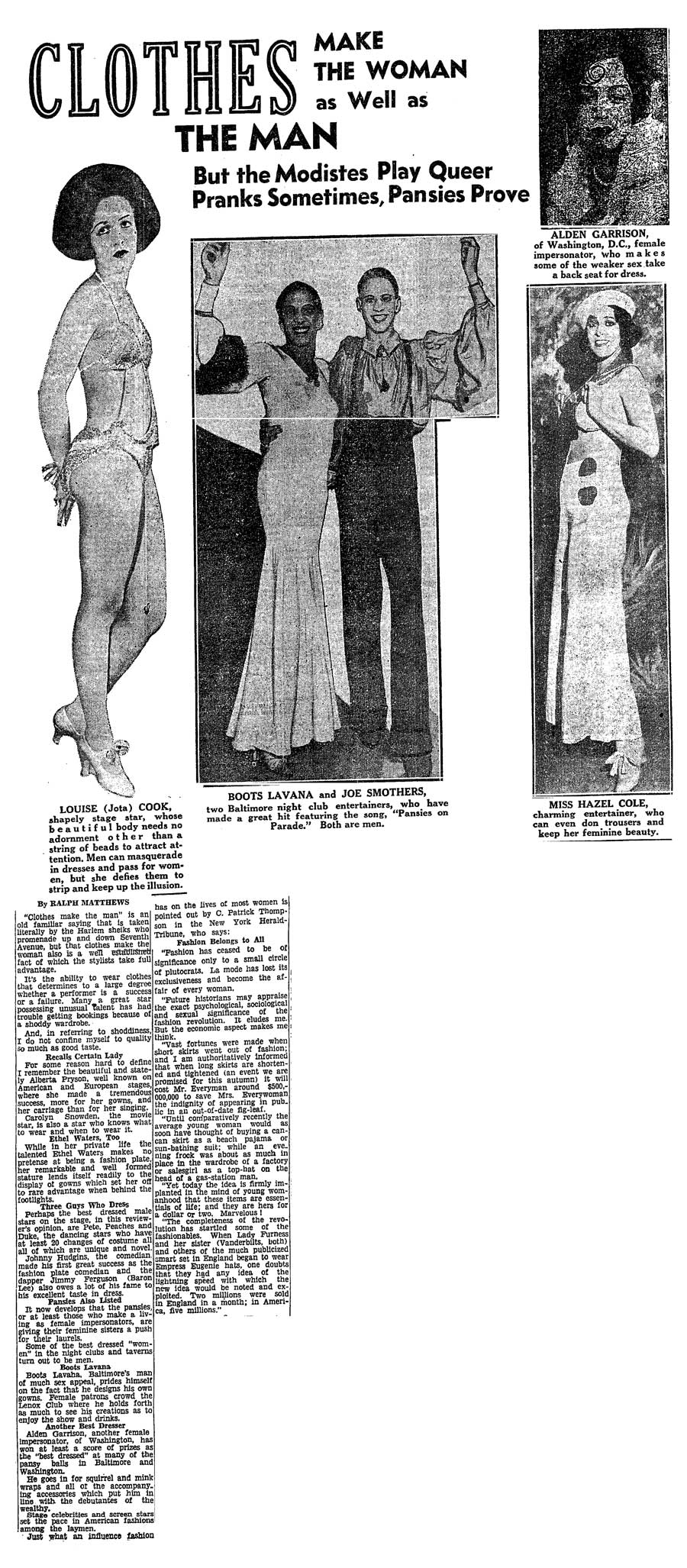 Image of a 1930s newspaper article
