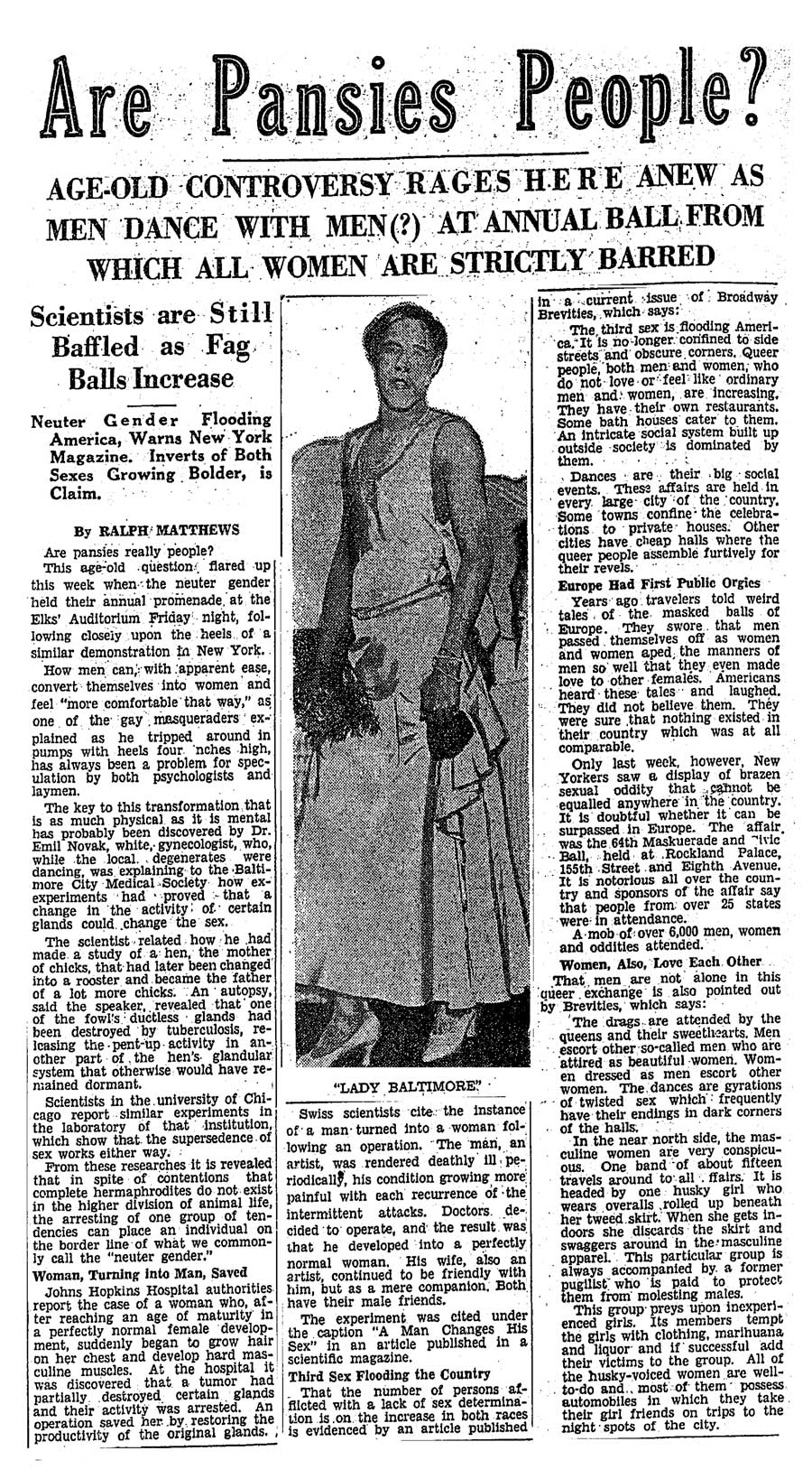 Image of a 1930s newspaper article